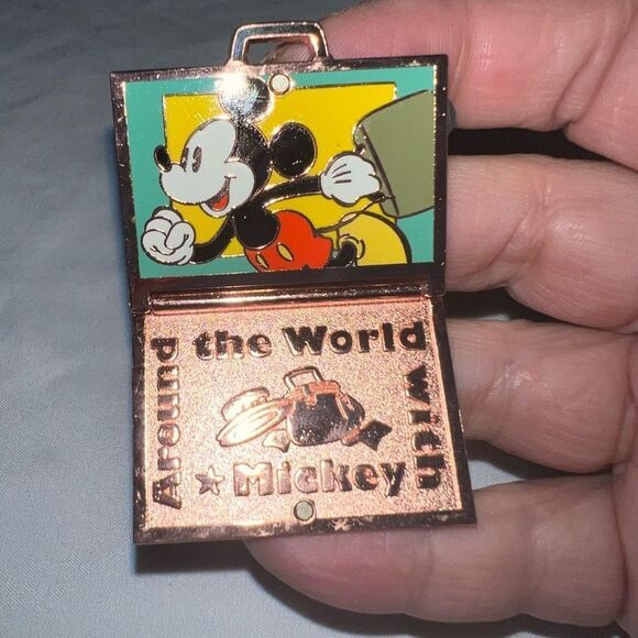 Walt Disney World Parks Disney Pin Around the World with Mickey Hinged Suitcase - Picture 3 of 8